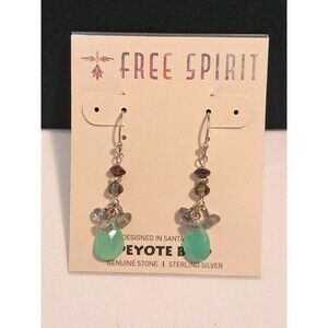 NWT Peyote Bird Green Chrysoprase Teardrop 1.5" Drop Earrings Sterling Silver
